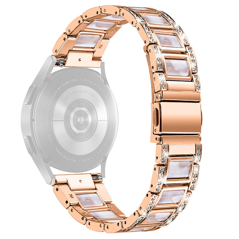 For Huawei Watch GT 2 42mm / Watch 2 / Honor MagicWatch 2 42mm Stainless Steel Watch Band Rhinestone Decor Resin Wrist Strap
