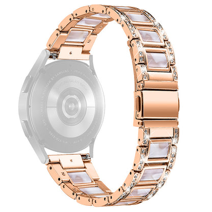 For Huawei Watch GT 2 42mm / Watch 2 / Honor MagicWatch 2 42mm Stainless Steel Watch Band Rhinestone Decor Resin Wrist Strap