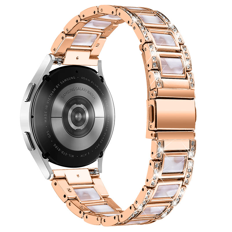 For Huawei Watch GT 2 42mm / Watch 2 / Honor MagicWatch 2 42mm Stainless Steel Watch Band Rhinestone Decor Resin Wrist Strap