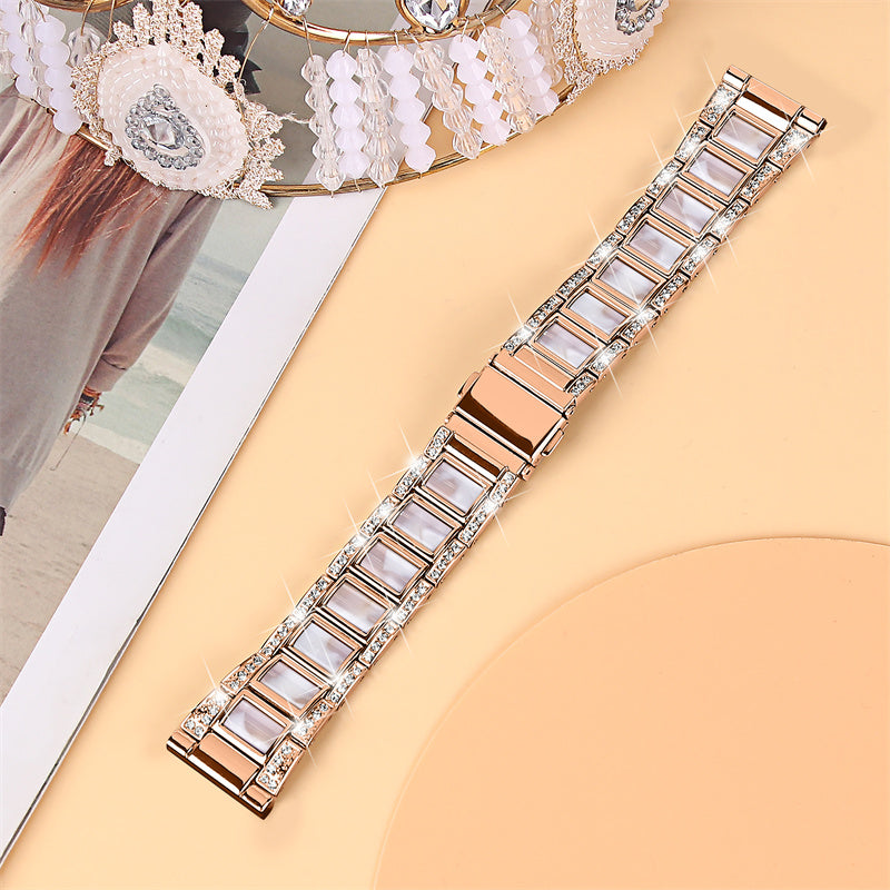 For Huawei Watch GT 2 42mm / Watch 2 / Honor MagicWatch 2 42mm Stainless Steel Watch Band Rhinestone Decor Resin Wrist Strap