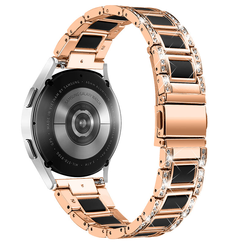 For Huawei Watch GT 2 42mm / Watch 2 / Honor MagicWatch 2 42mm Stainless Steel Watch Band Rhinestone Decor Resin Wrist Strap