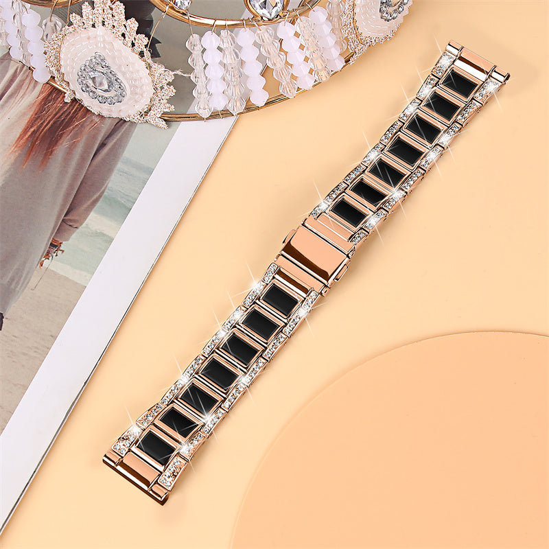 For Huawei Watch GT 2 42mm / Watch 2 / Honor MagicWatch 2 42mm Stainless Steel Watch Band Rhinestone Decor Resin Wrist Strap