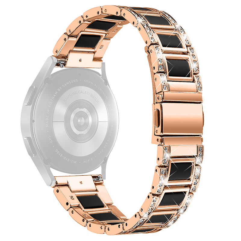 For Huawei Watch GT 2 42mm / Watch 2 / Honor MagicWatch 2 42mm Stainless Steel Watch Band Rhinestone Decor Resin Wrist Strap