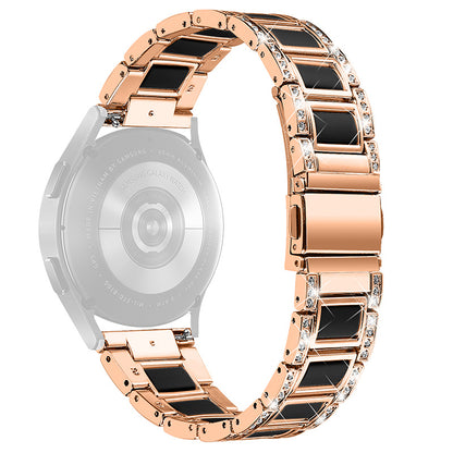 For Huawei Watch GT 2 42mm / Watch 2 / Honor MagicWatch 2 42mm Stainless Steel Watch Band Rhinestone Decor Resin Wrist Strap