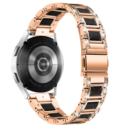 For Huawei Watch GT 2 42mm / Watch 2 / Honor MagicWatch 2 42mm Stainless Steel Watch Band Rhinestone Decor Resin Wrist Strap