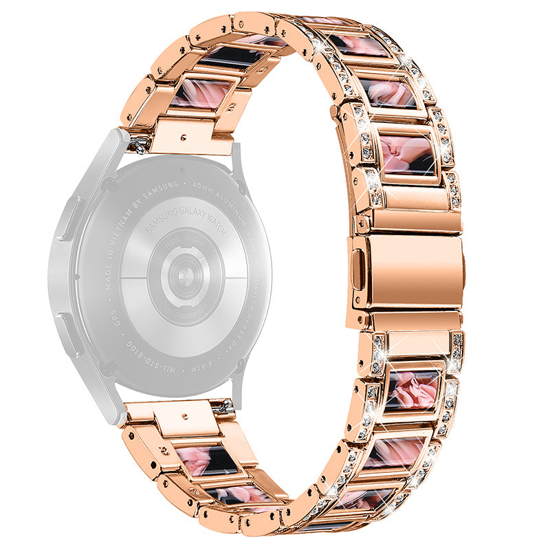 For Huawei Watch GT 2 42mm / Watch 2 / Honor MagicWatch 2 42mm Stainless Steel Watch Band Rhinestone Decor Resin Wrist Strap
