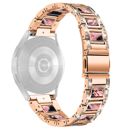 For Huawei Watch GT 2 42mm / Watch 2 / Honor MagicWatch 2 42mm Stainless Steel Watch Band Rhinestone Decor Resin Wrist Strap
