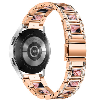 For Huawei Watch GT 2 42mm / Watch 2 / Honor MagicWatch 2 42mm Stainless Steel Watch Band Rhinestone Decor Resin Wrist Strap