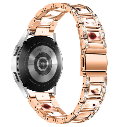For Huawei Watch GT 2 42mm / Watch 2 / Honor MagicWatch 2 42mm Stainless Steel Watch Band Rhinestone Decor Resin Wrist Strap