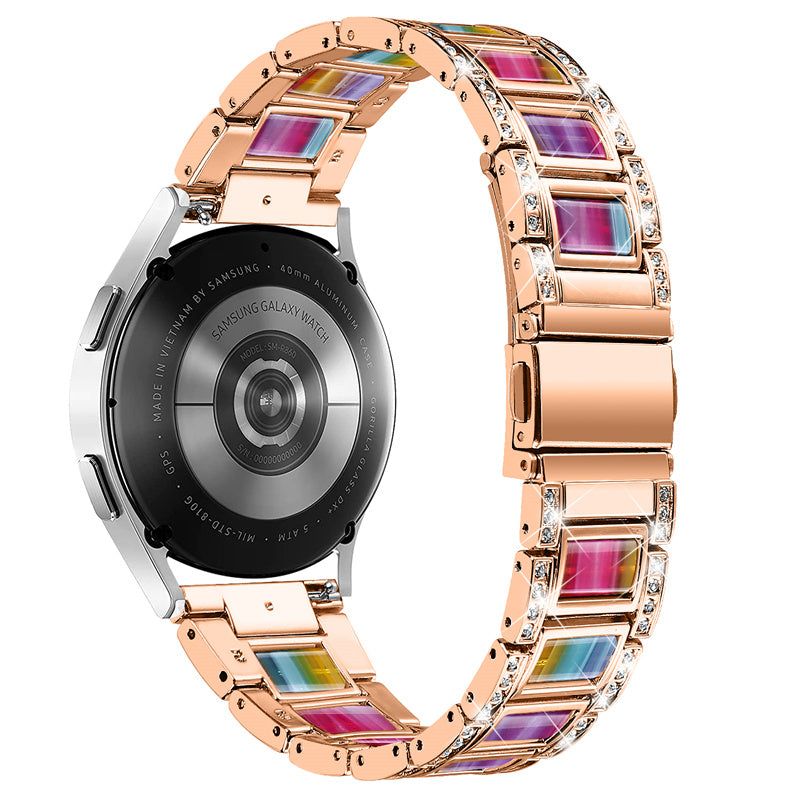 For Huawei Watch GT 2 42mm / Watch 2 / Honor MagicWatch 2 42mm Stainless Steel Watch Band Rhinestone Decor Resin Wrist Strap