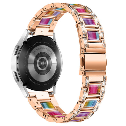 For Huawei Watch GT 2 42mm / Watch 2 / Honor MagicWatch 2 42mm Stainless Steel Watch Band Rhinestone Decor Resin Wrist Strap