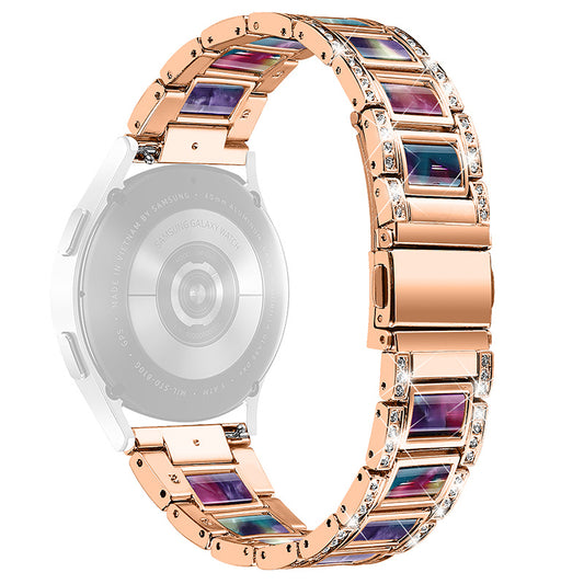 For Huawei Watch GT 2 42mm / Watch 2 / Honor MagicWatch 2 42mm Stainless Steel Watch Band Rhinestone Decor Resin Wrist Strap