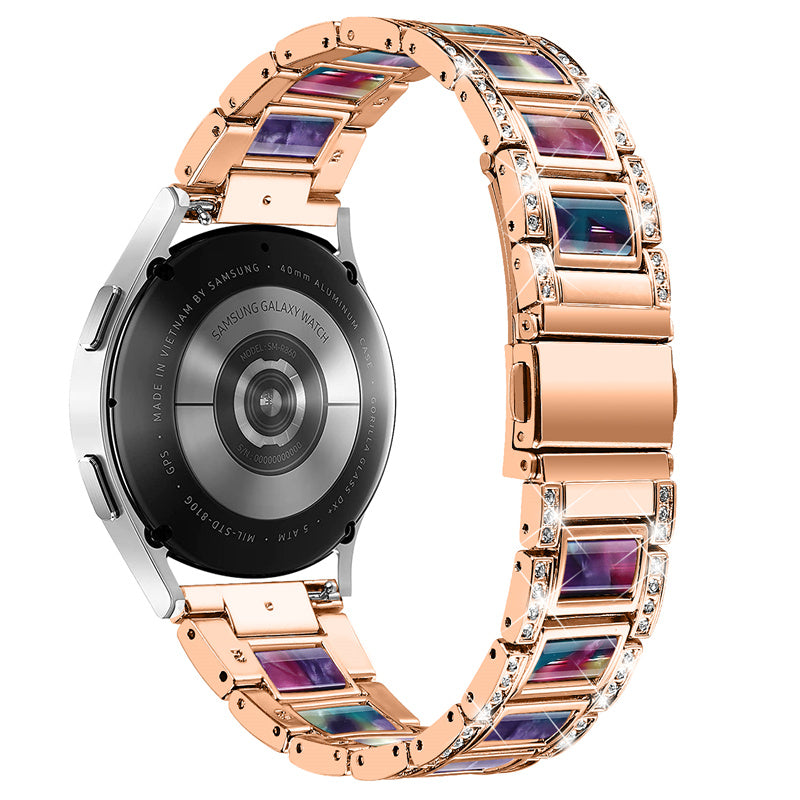 For Huawei Watch GT 2 42mm / Watch 2 / Honor MagicWatch 2 42mm Stainless Steel Watch Band Rhinestone Decor Resin Wrist Strap