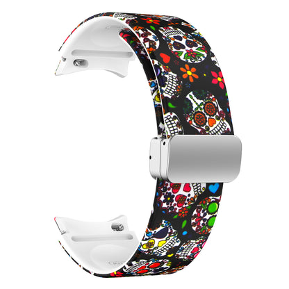 For Samsung Galaxy Watch 5 40mm / 44mm  /  Watch 5 Pro 45mm  /  Watch4 40mm / 44mm  /  Watch4 Classic 42mm / 46mm Pattern Printed Watch Band  Sport Silicone Strap with Folding Buckle