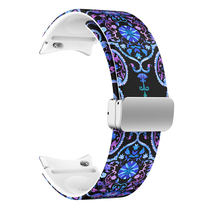 For Samsung Galaxy Watch 5 40mm / 44mm  /  Watch 5 Pro 45mm  /  Watch4 40mm / 44mm  /  Watch4 Classic 42mm / 46mm Pattern Printed Watch Band  Sport Silicone Strap with Folding Buckle