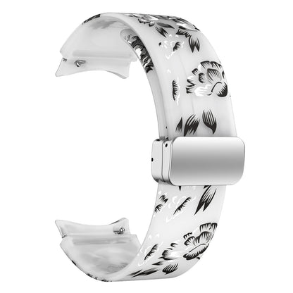 For Samsung Galaxy Watch 5 40mm / 44mm  /  Watch 5 Pro 45mm  /  Watch4 40mm / 44mm  /  Watch4 Classic 42mm / 46mm Pattern Printed Watch Band  Sport Silicone Strap with Folding Buckle