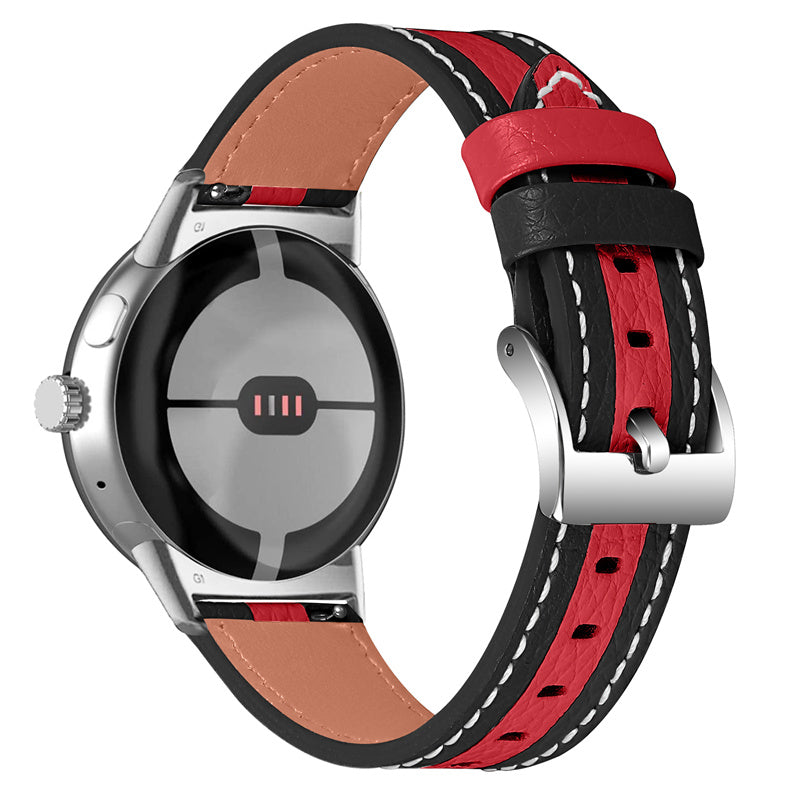 For Google Pixel Watch Top Layer Cowhide Leather Wrist Strap Color Splicing Replacement Smart Watch Band