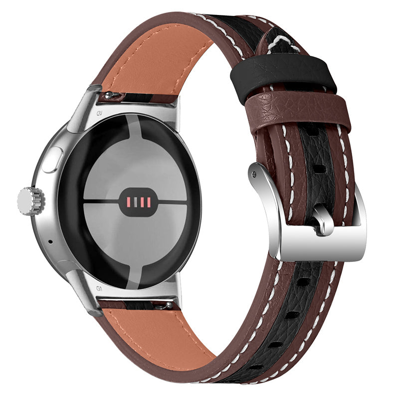 For Google Pixel Watch Top Layer Cowhide Leather Wrist Strap Color Splicing Replacement Smart Watch Band