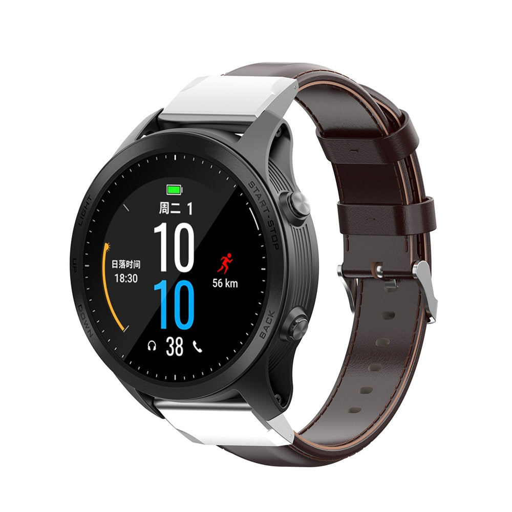 20mm Oil Wax Skin Cowhide Leather Watch Band for Samsung Galaxy Watch4 Classic 46mm 42mm/Watch4 44mm 40mm/Garmin Fenix 6S Pro