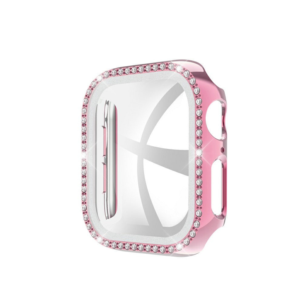 Rhinestone Decor PC Frame Case for Apple Watch Series 4 / 5 / 6 44mm / SE 44mm / SE (2022) 44mm with Tempered Glass Screen Protector