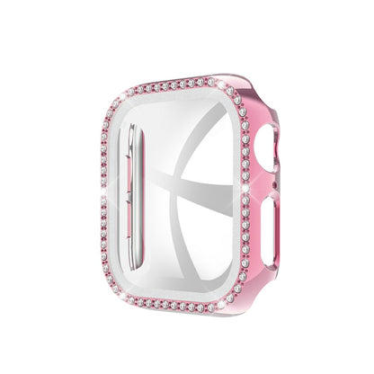 Rhinestone Decor PC Frame Case for Apple Watch Series 4 / 5 / 6 44mm / SE 44mm / SE (2022) 44mm with Tempered Glass Screen Protector