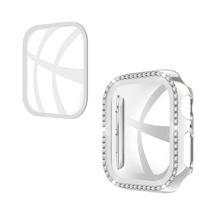 Rhinestone Decor PC Frame Case for Apple Watch Series 4 / 5 / 6 44mm / SE 44mm / SE (2022) 44mm with Tempered Glass Screen Protector