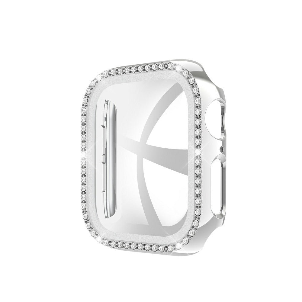 Rhinestone Decor PC Frame Case for Apple Watch Series 4 / 5 / 6 44mm / SE 44mm / SE (2022) 44mm with Tempered Glass Screen Protector