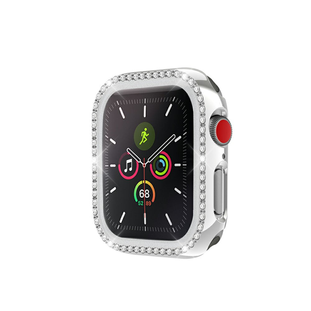 Rhinestone Decor PC Frame Case for Apple Watch Series 4 / 5 / 6 44mm / SE 44mm / SE (2022) 44mm with Tempered Glass Screen Protector