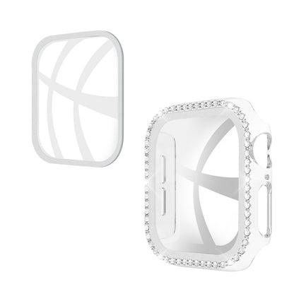 Rhinestone Decor PC Frame Case for Apple Watch Series 4 / 5 / 6 44mm / SE 44mm / SE (2022) 44mm with Tempered Glass Screen Protector