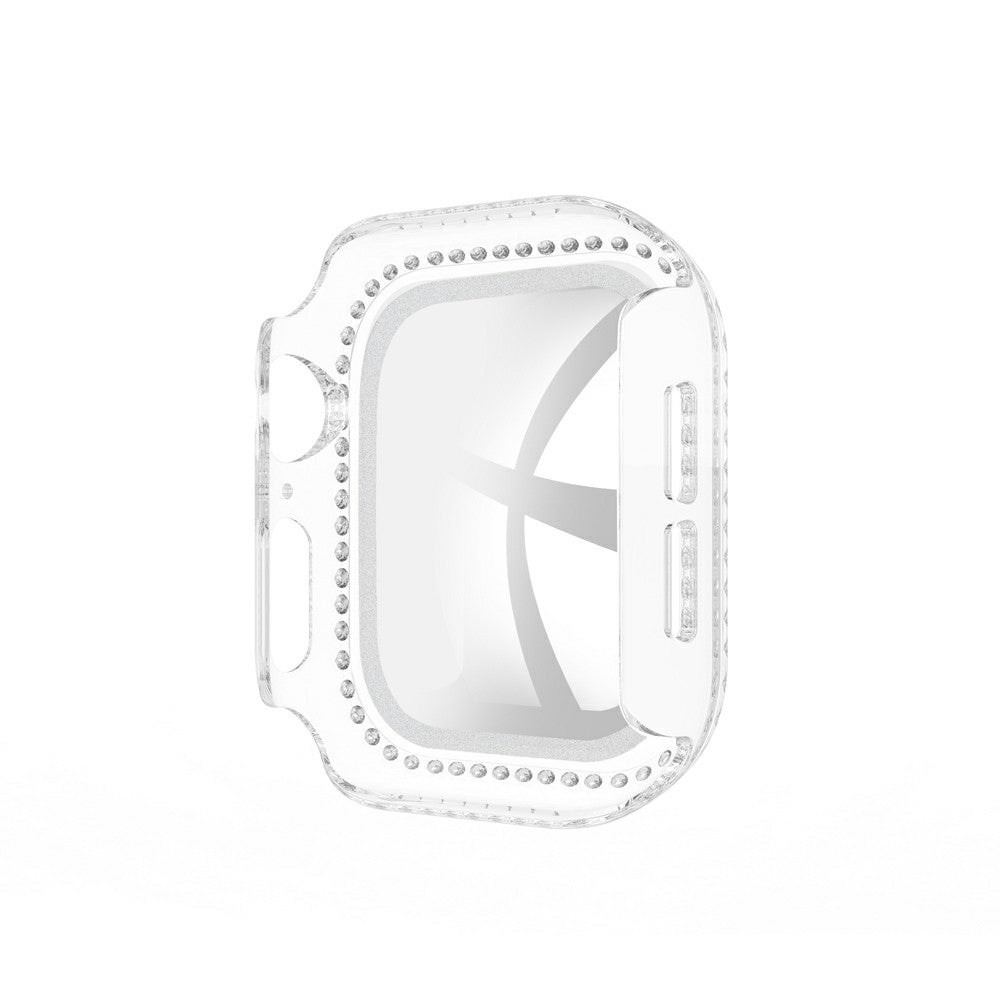 Rhinestone Decor PC Frame Case for Apple Watch Series 4 / 5 / 6 44mm / SE 44mm / SE (2022) 44mm with Tempered Glass Screen Protector