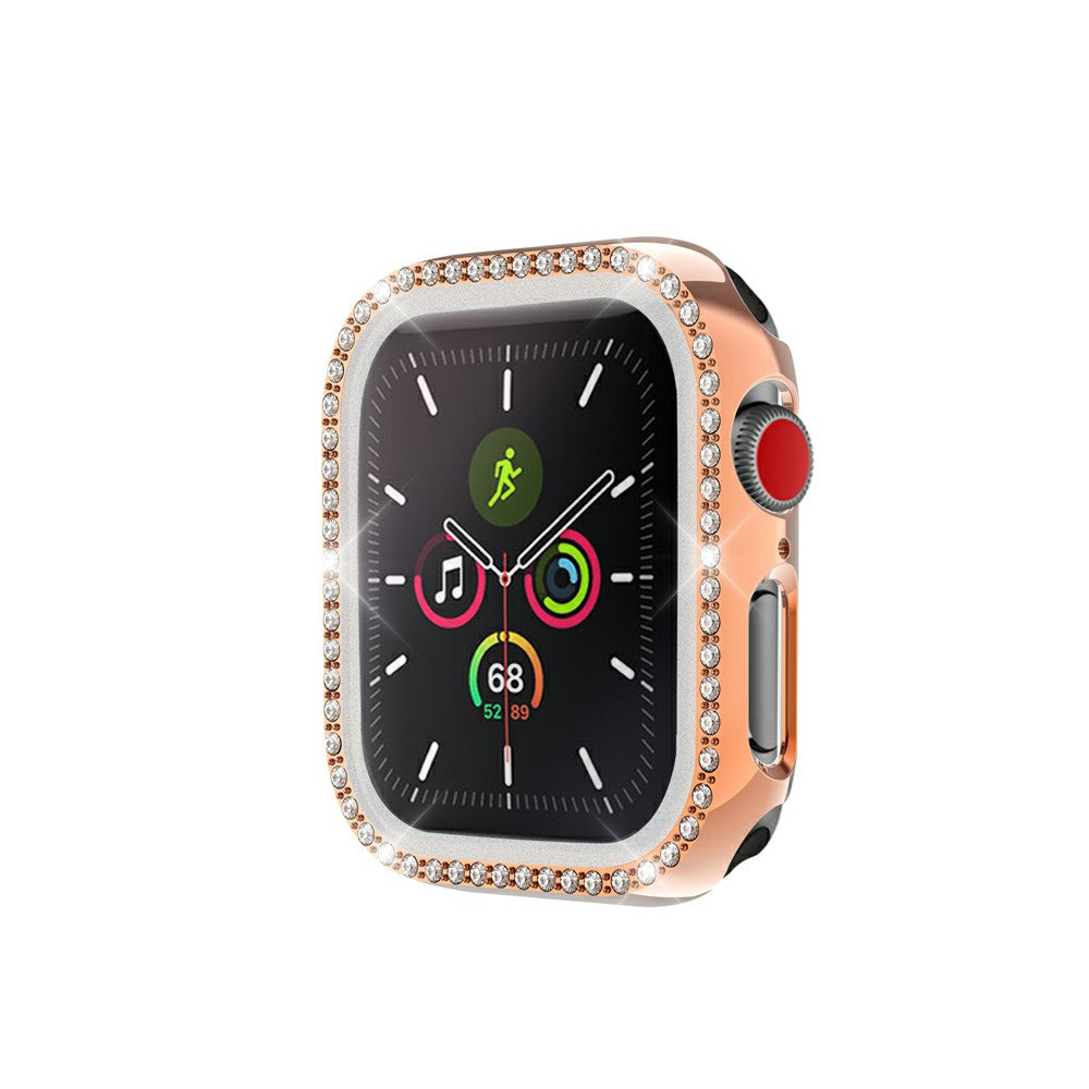 Rhinestone Decor PC Frame Case for Apple Watch Series 4 / 5 / 6 44mm / SE 44mm / SE (2022) 44mm with Tempered Glass Screen Protector
