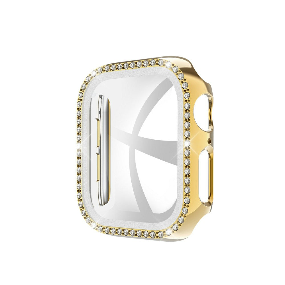Rhinestone Decor PC Frame Case for Apple Watch Series 4 / 5 / 6 44mm / SE 44mm / SE (2022) 44mm with Tempered Glass Screen Protector