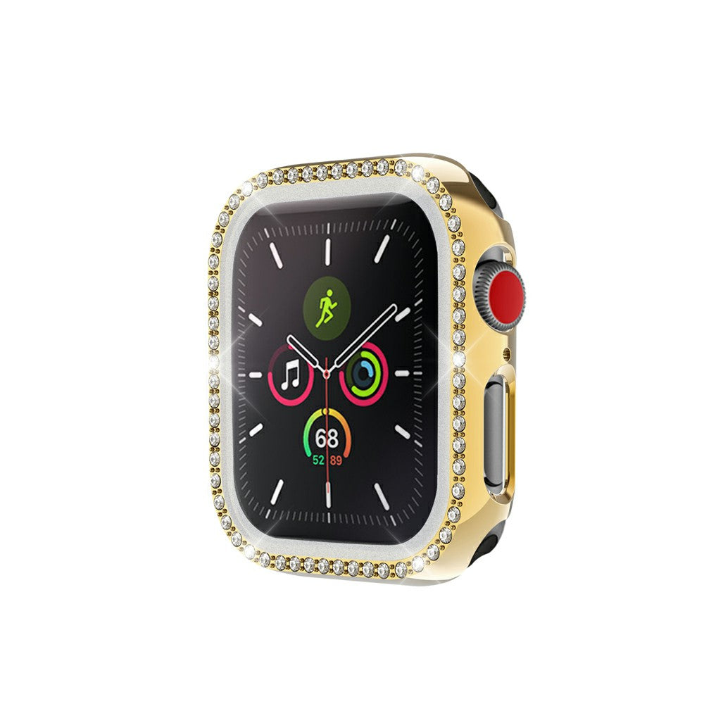 Rhinestone Decor PC Frame Case for Apple Watch Series 4 / 5 / 6 44mm / SE 44mm / SE (2022) 44mm with Tempered Glass Screen Protector