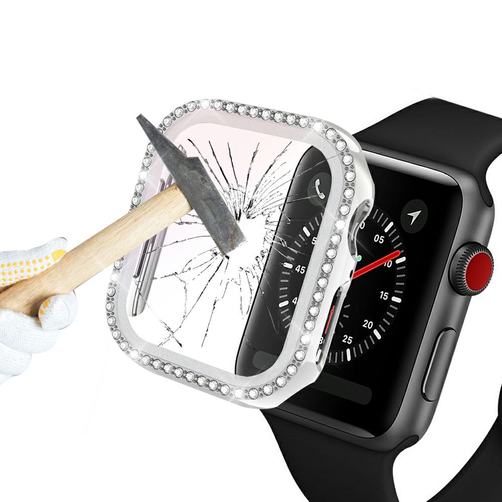 Rhinestone Decor PC Frame Case for Apple Watch Series SE / SE (2022) / 6 / 5 / 4 40MM with Tempered Glass Screen Protector