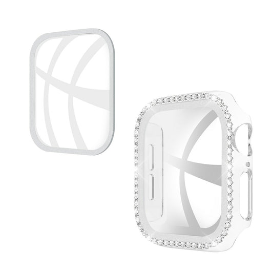 Rhinestone Decor PC Frame Case for Apple Watch Series SE / SE (2022) / 6 / 5 / 4 40MM with Tempered Glass Screen Protector