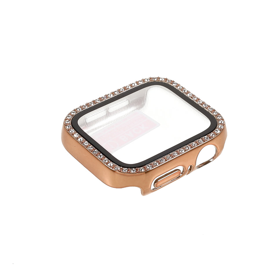 Rhinestone Decor PC Frame Case for Apple Watch Series SE / SE (2022) / 6 / 5 / 4 40MM with Tempered Glass Screen Protector
