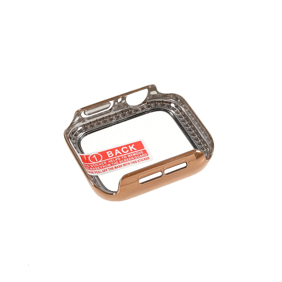 Rhinestone Decor PC Frame Case for Apple Watch Series SE / SE (2022) / 6 / 5 / 4 40MM with Tempered Glass Screen Protector
