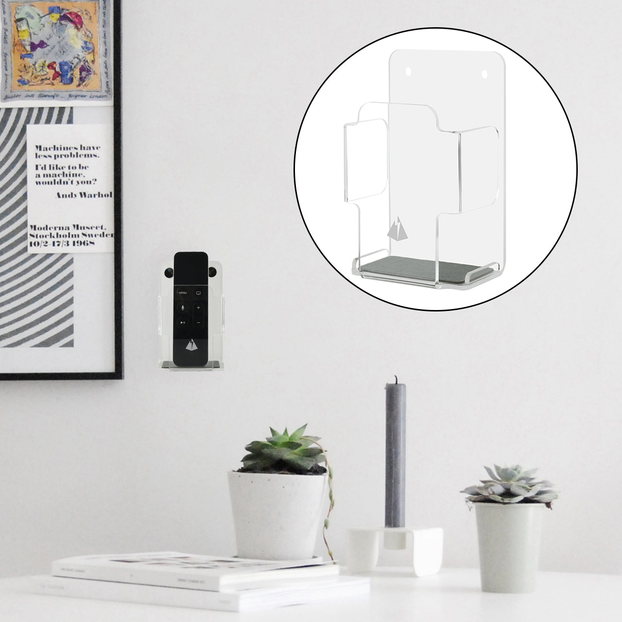 Clear Acrylic Remote Control Holder Wall Mount Media Organizer Storage Box