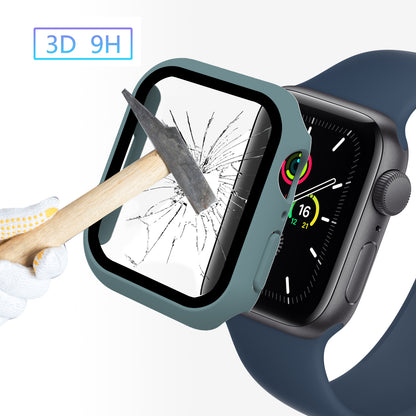 2-in-1 9H Tempered Glass Film Matte Hard PC Watch Case Cover for Apple Watch Series 7 45mm / Series 8 45mm