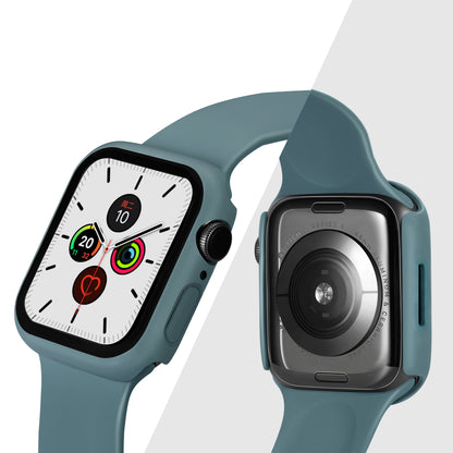 2-in-1 9H Tempered Glass Film Matte Hard PC Watch Case Cover for Apple Watch Series 7 45mm / Series 8 45mm