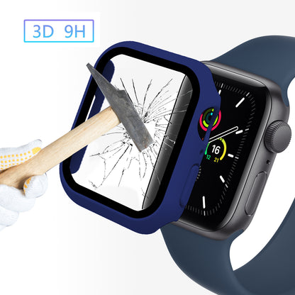 2-in-1 9H Tempered Glass Film Matte Hard PC Watch Case Cover for Apple Watch Series 7 45mm / Series 8 45mm