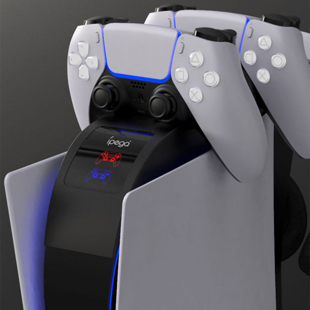 IPEGA PG-P5015 2 in 1 for PS5 Dual Controller Charging Stand with Cooling Fan Headset Storage Rack