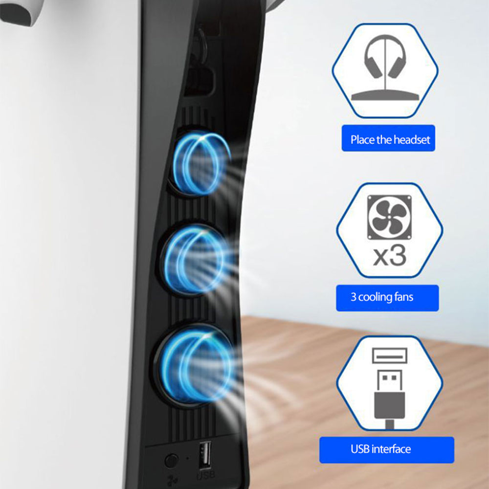 IPEGA PG-P5015 2 in 1 for PS5 Dual Controller Charging Stand with Cooling Fan Headset Storage Rack