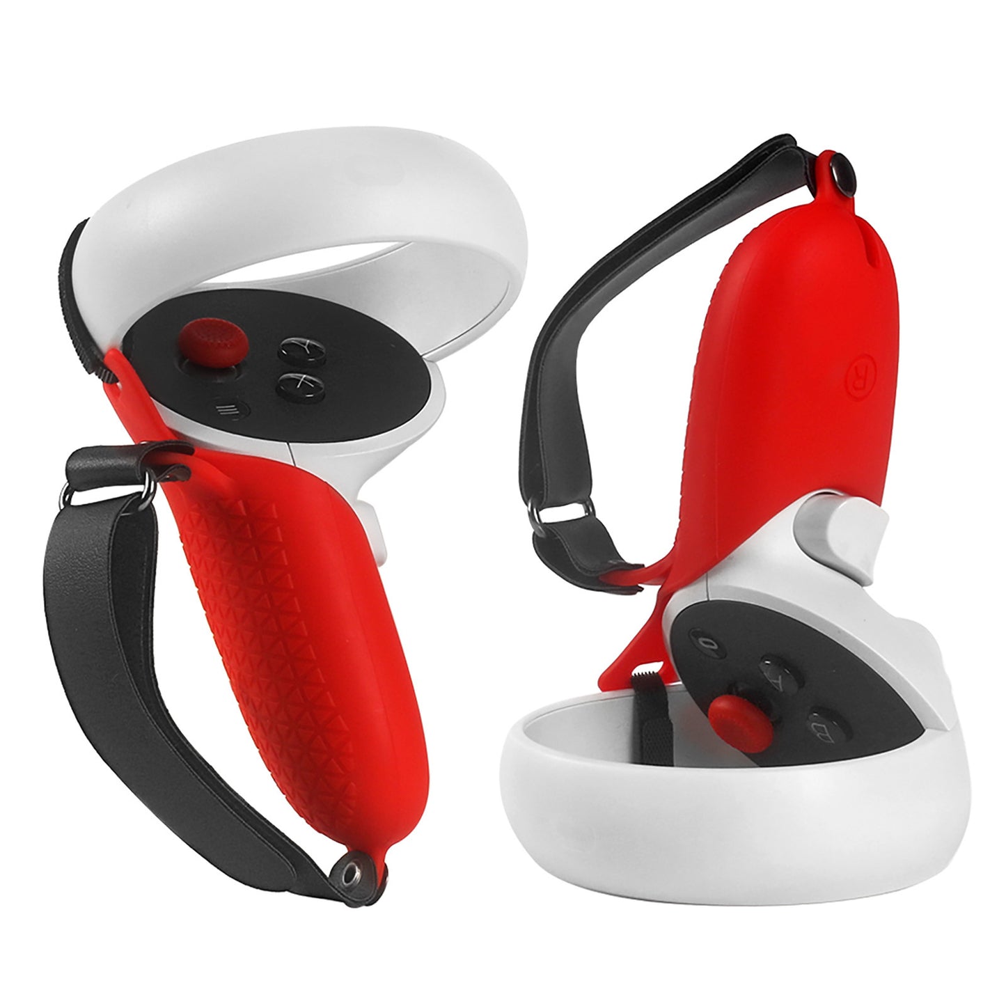 1 Pair Silicone Protective Grip Cover Handle Sleeve Case with Adjustable Palm Strap for Oculus Quest 2 VR Controller