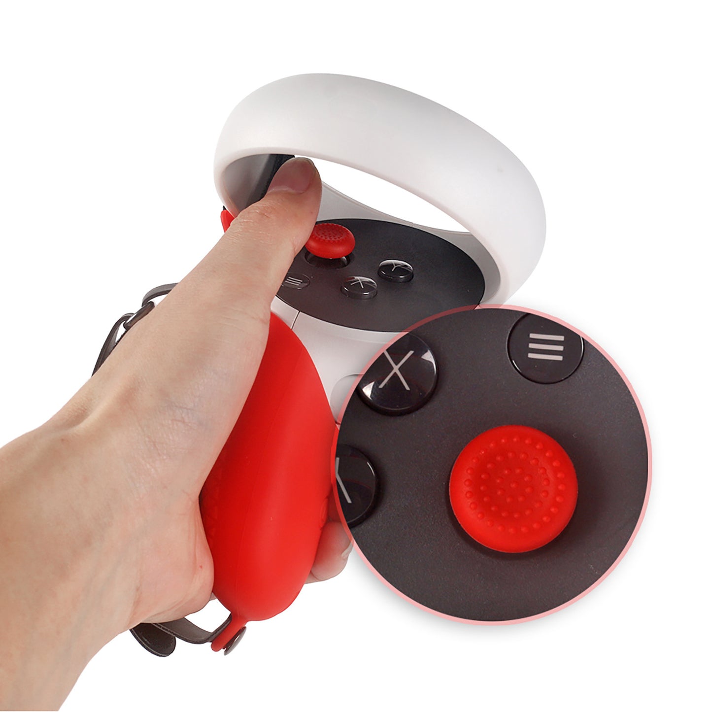 1 Pair Silicone Protective Grip Cover Handle Sleeve Case with Adjustable Palm Strap for Oculus Quest 2 VR Controller