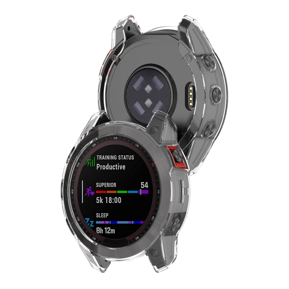 For Garmin Fenix 7/7 Solar/7 Sapphire Solar Half-pack Hollowed Transparent Watch Case Cover