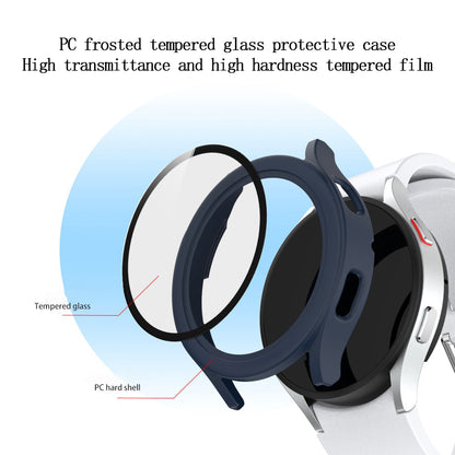 For Samsung Galaxy Watch4 44mm Anti-Scratch Matte PC Case with Tempered Glass Screen Protector Anti-Drop Smart Watch Cover