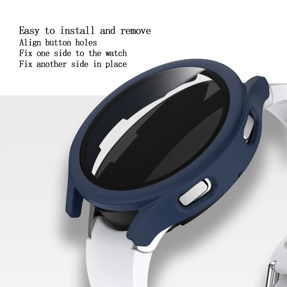 For Samsung Galaxy Watch4 44mm Anti-Scratch Matte PC Case with Tempered Glass Screen Protector Anti-Drop Smart Watch Cover