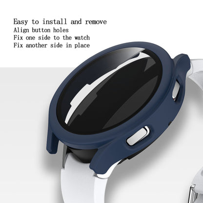 For Samsung Galaxy Watch4 44mm Anti-Scratch Matte PC Case with Tempered Glass Screen Protector Anti-Drop Smart Watch Cover