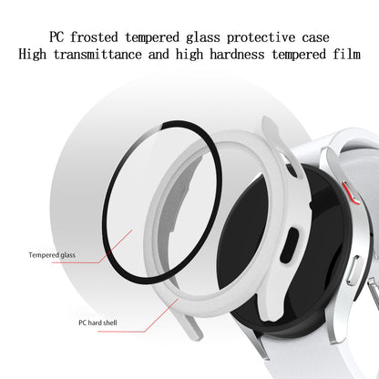 For Samsung Galaxy Watch4 44mm Anti-Scratch Matte PC Case with Tempered Glass Screen Protector Anti-Drop Smart Watch Cover